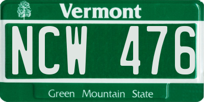 VT license plate NCW476