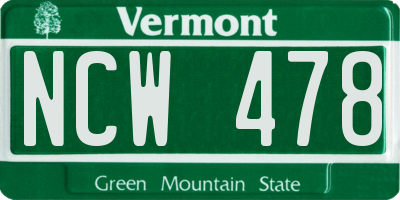 VT license plate NCW478