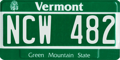 VT license plate NCW482