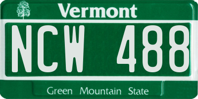VT license plate NCW488