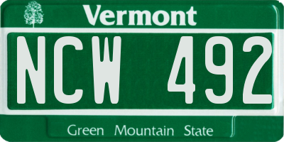 VT license plate NCW492