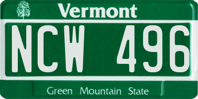 VT license plate NCW496