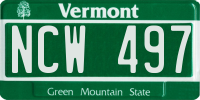 VT license plate NCW497