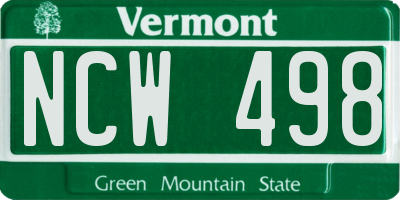 VT license plate NCW498