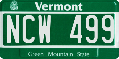 VT license plate NCW499