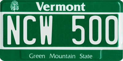 VT license plate NCW500