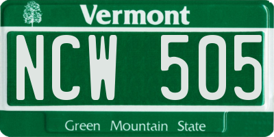 VT license plate NCW505
