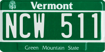 VT license plate NCW511