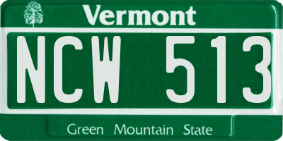 VT license plate NCW513