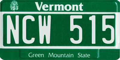 VT license plate NCW515