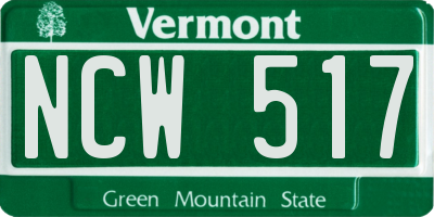 VT license plate NCW517