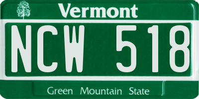 VT license plate NCW518