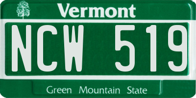 VT license plate NCW519