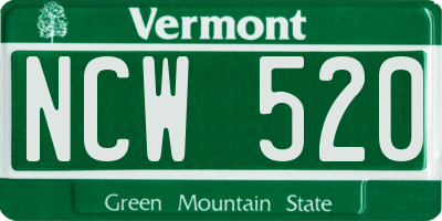 VT license plate NCW520