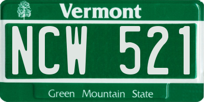 VT license plate NCW521