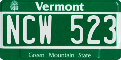 VT license plate NCW523