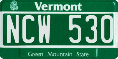 VT license plate NCW530