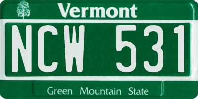 VT license plate NCW531