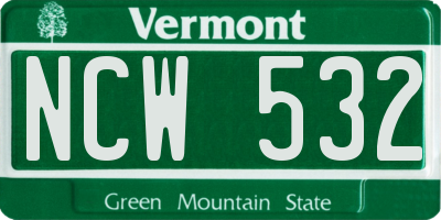 VT license plate NCW532