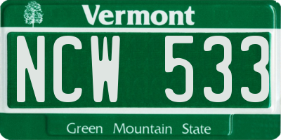 VT license plate NCW533