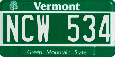 VT license plate NCW534