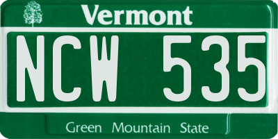 VT license plate NCW535
