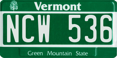 VT license plate NCW536