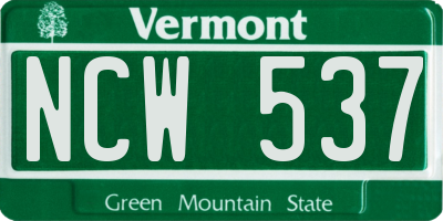 VT license plate NCW537
