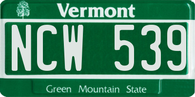 VT license plate NCW539