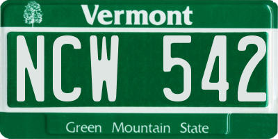 VT license plate NCW542