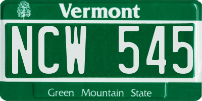 VT license plate NCW545