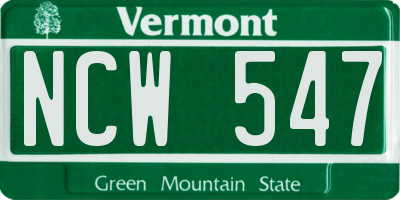 VT license plate NCW547
