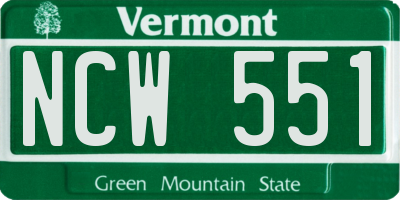 VT license plate NCW551
