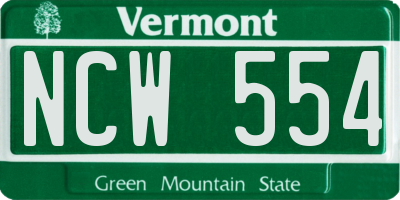 VT license plate NCW554
