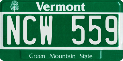 VT license plate NCW559