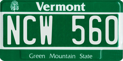 VT license plate NCW560