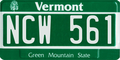 VT license plate NCW561