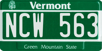 VT license plate NCW563