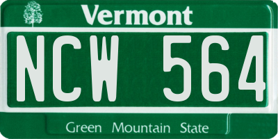 VT license plate NCW564