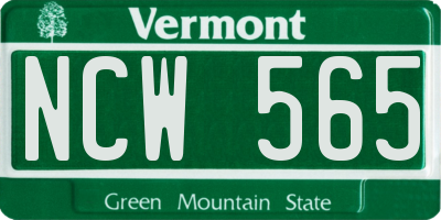 VT license plate NCW565