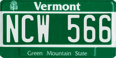 VT license plate NCW566