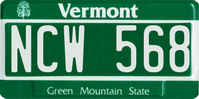 VT license plate NCW568
