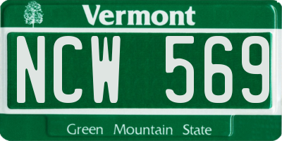VT license plate NCW569