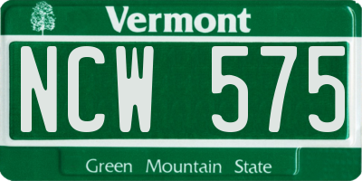 VT license plate NCW575