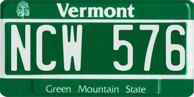 VT license plate NCW576