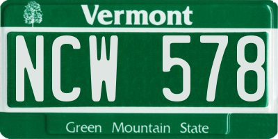 VT license plate NCW578