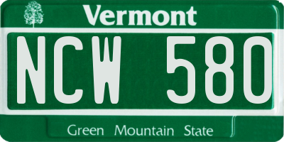 VT license plate NCW580