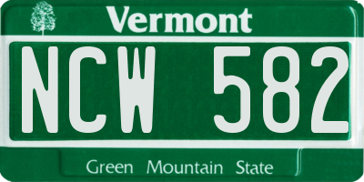 VT license plate NCW582