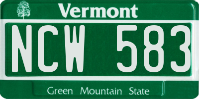 VT license plate NCW583