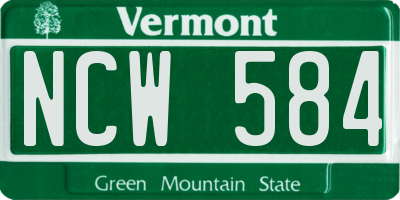 VT license plate NCW584